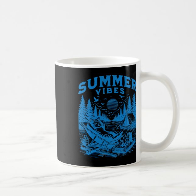 Retro 90-tal Sommar Vibes Cat Camping Funny Cat Me Kaffemugg (Höger)