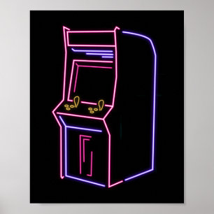 Retro 90-talets NeON Arcade Maskin-skåp Poster