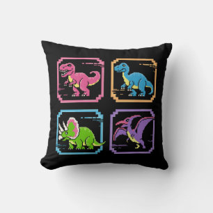 Retro 90-tals arkad dinosauriefigurer kudde