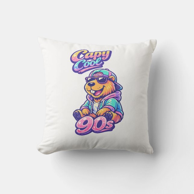 Retro 90-tals Capy Cool Kapybara Kuddinkast Kudde (Framsida)