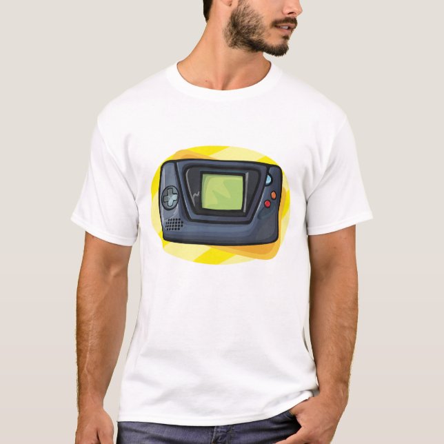 Retro 90-tals Handhållen Spelkonsol Gamer T Shirt (Framsida)