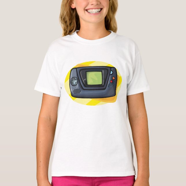 Retro 90-tals Handhållen Spelkonsoll Gamer T Shirt (Framsida)