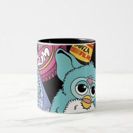 Retro 90-tals Nostalgi Klotter Mönster Leksak och  Två-Tonad Mugg
