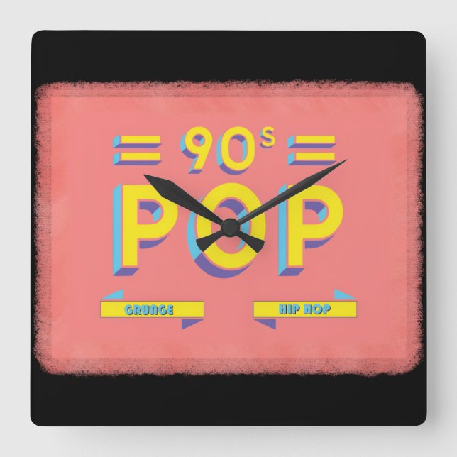Retro 90-tals Pop Fyrkantig Klocka (Framsida)