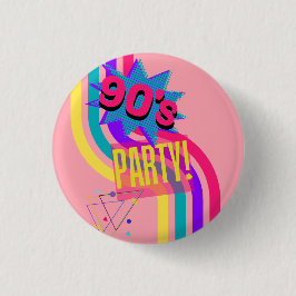 Retro 90-talsfest Pink Nostalgisk Födelsedag Knapp