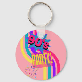 Retro 90-talsfest Pink Nostalgisk Födelsedag Nyckelring