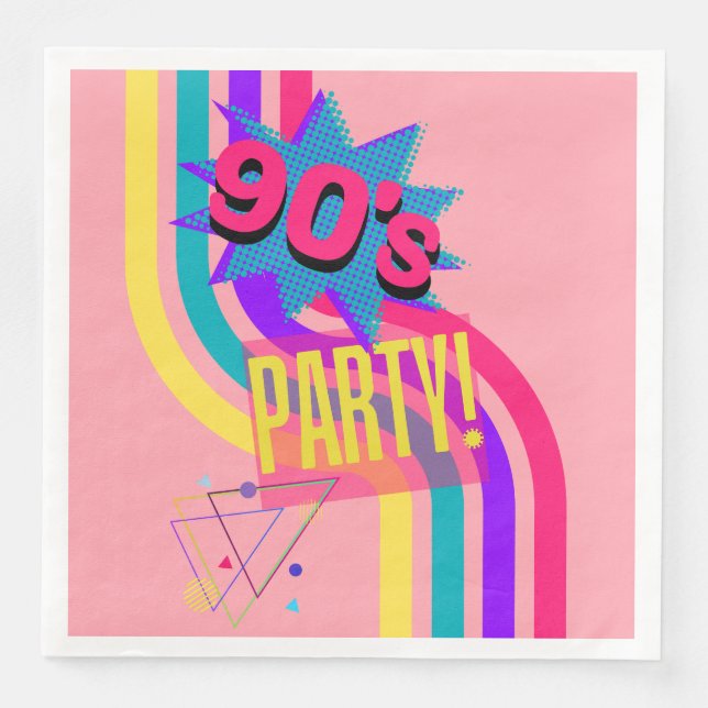 Retro 90-talsfest Pink Nostalgisk Födelsedag Pappersservett (Framsida)