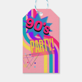 Retro 90-talsfest Pink Nostalgisk Födelsedag Presentetikett