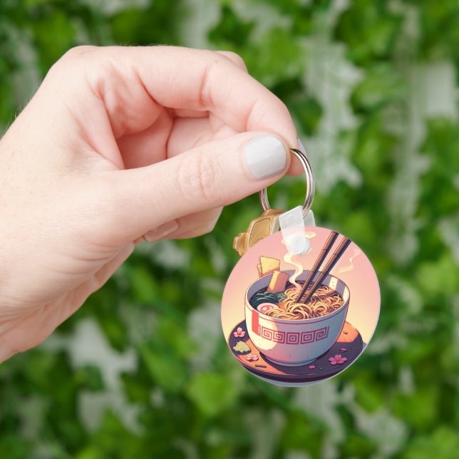 Retro 90s Anime Ramen Noodle Aesthetic Art Nyckelring (Hand)