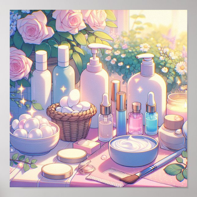 Retro 90s Anime Skin Care Aesthetic Art Poster (Framsidan)