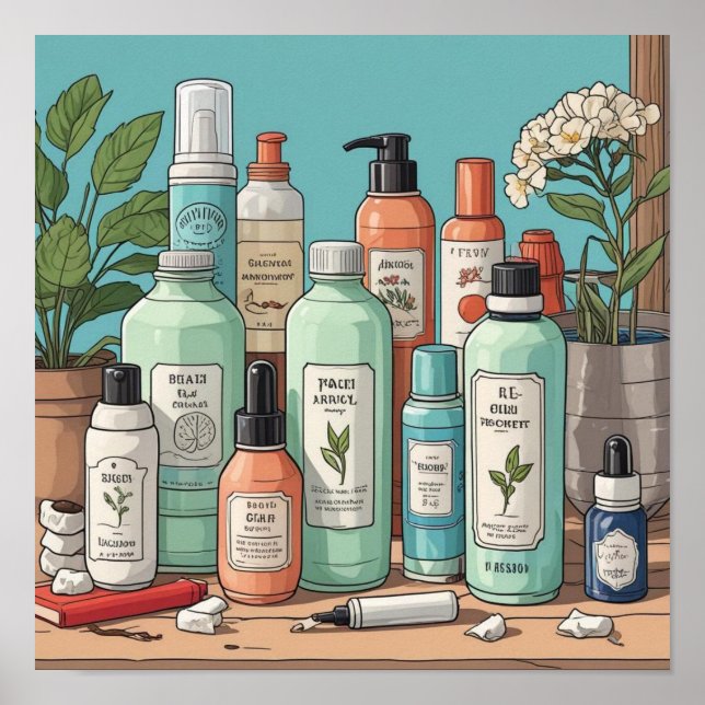 Retro 90s Anime Skin Care Aesthetic Art Poster (Framsidan)