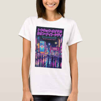 Retro 90s City Pop Night: Neon Tokyo & Osaka Rain T Shirt
