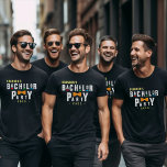 Retro 90s Colorful Bowtie Bachelor Party Black T Shirt<br><div class="desc">Färgfull 90-talssida-retro-fest-t-shirt för en stam och hans marskalkar. Ta en för varje medlem i din vängrupp.</div>