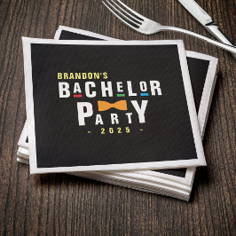 Retro 90s Färgglad slips Siltbröllop Svart Pappersservett