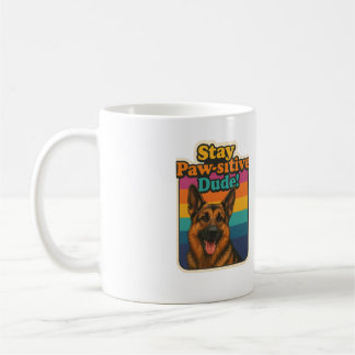 Retro 90s German Shepherd Sticker “Stay Paw-sitiv Kaffemugg