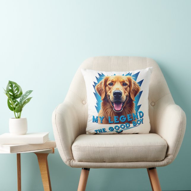 Retro 90s Golden Retriever Mascot Custom Gifts Kudde (Stol)