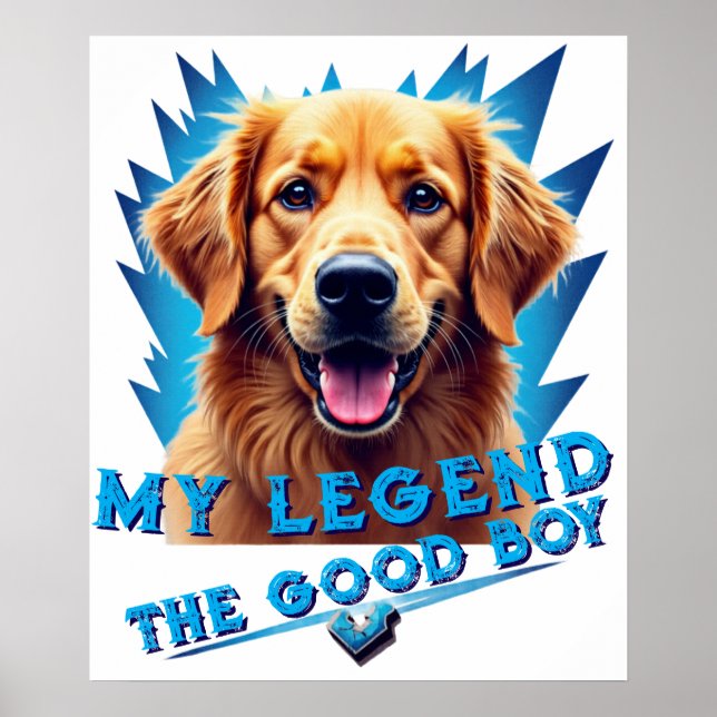 Retro 90s Golden Retriever Mascot Custom Gifts Poster (Framsidan)