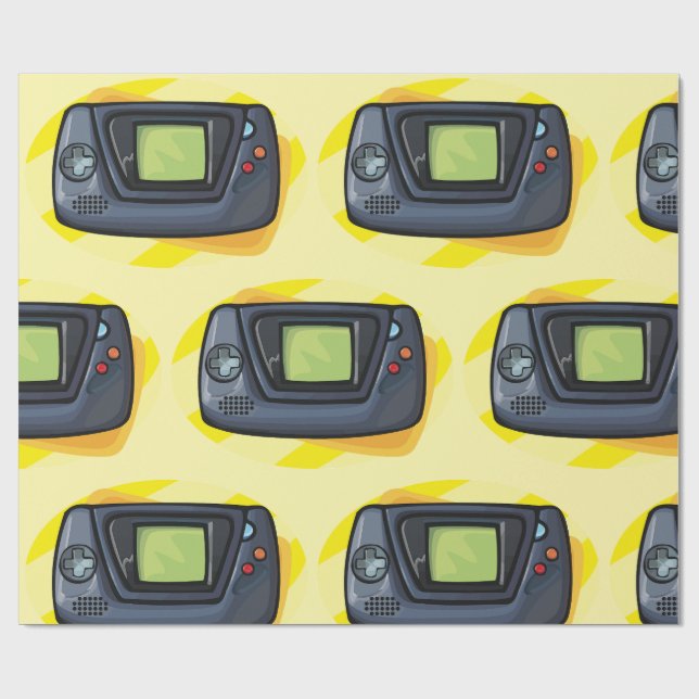 Retro 90s Handheld Game Console Gamer Presentpapper (Platt)