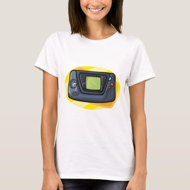 Retro 90s Handheld Game Console Gamer T Shirt (Framsida)