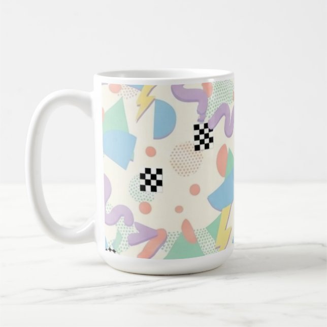 Retro 90s Memphis Aesthetic Pattern Latte Mug Kaffemugg (Vänster)