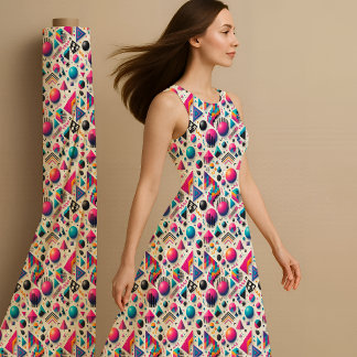 Retro 90s Memphis Geometric Neon Bold Fabric Print Tyg
