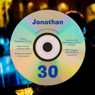 Retro 90s Musik, fack-CD med 30års födelsedag Part Inbjudningar