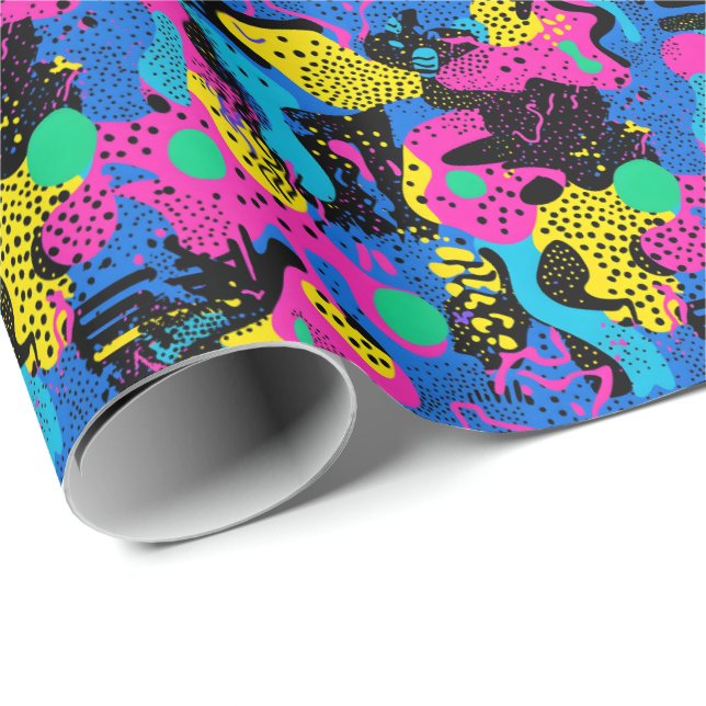 Retro 90s tiled pattern party  presentpapper (Rullad Hörn)