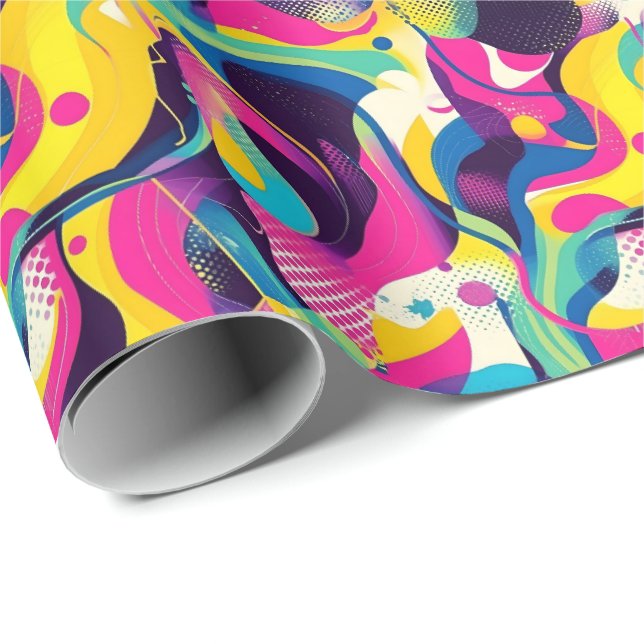 Retro 90s tiled pattern party  presentpapper (Rullad Hörn)