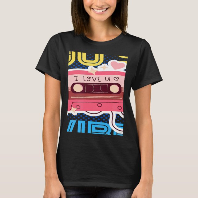 Retro 90's Vibe with Cassette 1990s Music 90s Cost T Shirt (Framsida)