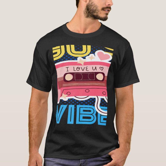 Retro 90's Vibe with Cassette 1990s Music 90s Cost T Shirt (Framsida)
