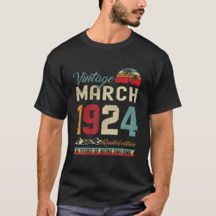 Retro 98:e födelsedagen 98 år gammal mars 1924 V T Shirt