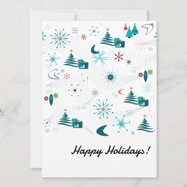 Retro A Go-Go Jul Platt Julkort (Framsida)