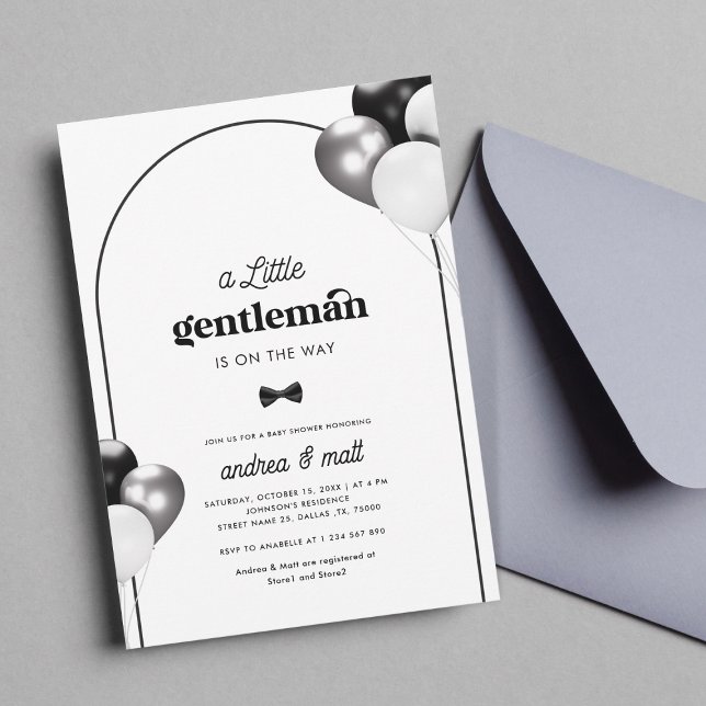Retro A Little gentleman Arch Bow Tie Baby Shower Inbjudningar (Skapare uppladdad)