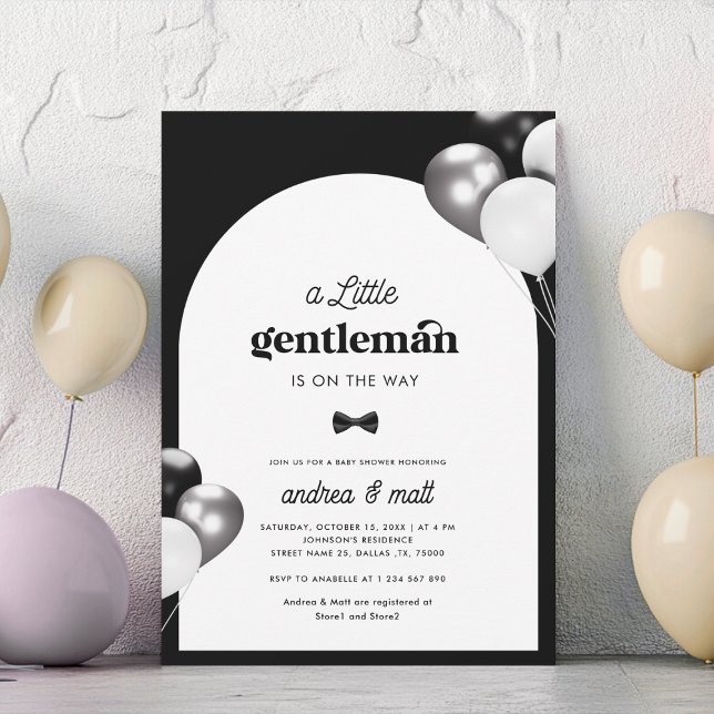 Retro A Little gentleman Bow Tie Boy Shower Inbjudningar (Skapare uppladdad)
