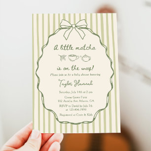 Retro A Little Matcha Tea Baby Shower Inbjudningar