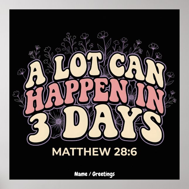 Retro A Lot Can Happen In 3 Days Christian Easter  Poster (Framsidan)