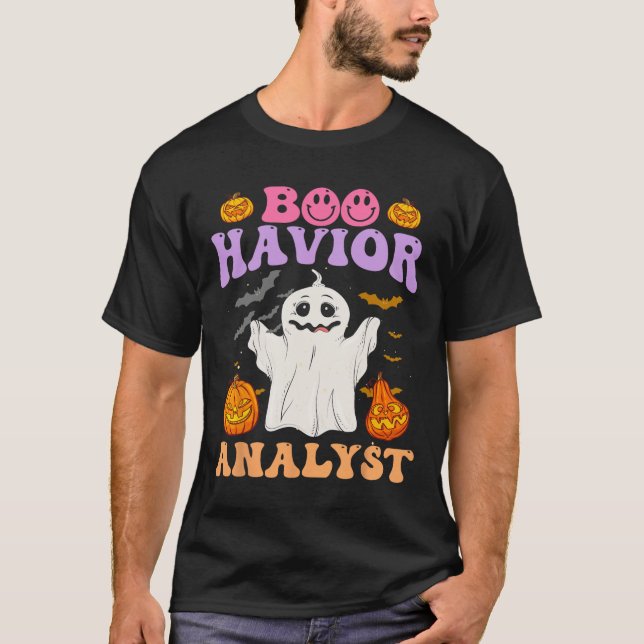 Retro A Therapist Bc Halloween Ghost Boo Havior An T Shirt (Framsida)