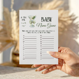 Retro A Tini One Martini Baby Shower Name Game Anteckningskort