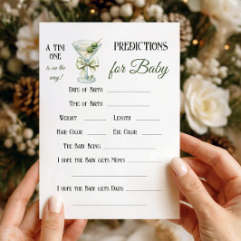 Retro A Tini One Martini Baby Shower Prediction Anteckningskort