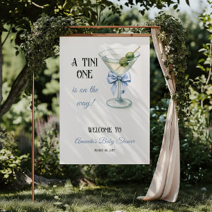 Retro A Tini One Martini Blå Bow Boy Baby Shower Poster