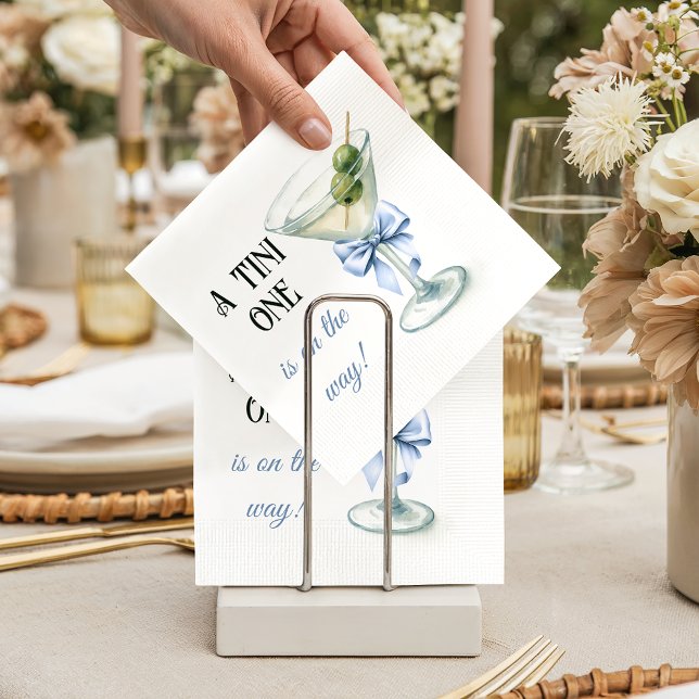 Retro A Tini One Martini Blue Bow Boy Baby Shower Pappersservett (Skapare uppladdad)