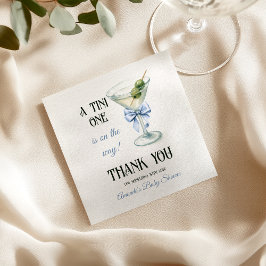 Retro A Tini One Martini Blue Bow Boy Baby Shower Pappersservett
