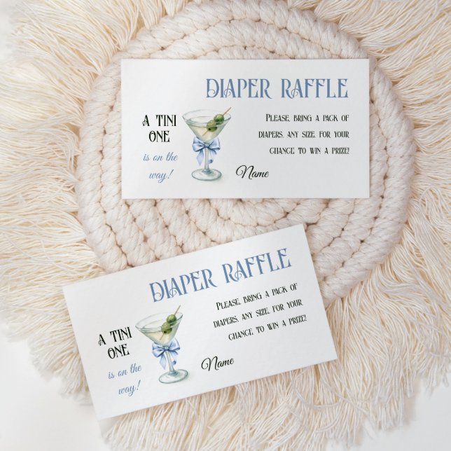 Retro A Tini One Martini Blue Bow Boy Baby Shower Tilläggskort (Skapare uppladdad)