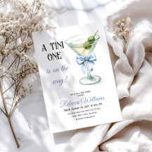 Retro A Tini One Martini Blue Bow Boy Shower