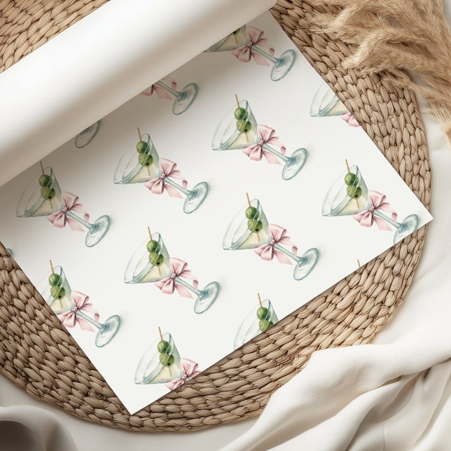 Retro A Tini One Martini Pink Bow Girl Baby Shower Presentpapper (Skapare uppladdad)