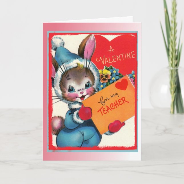 Retro "A Valentine for My Teacher"-hälsningskort Helgkort (Framsida)