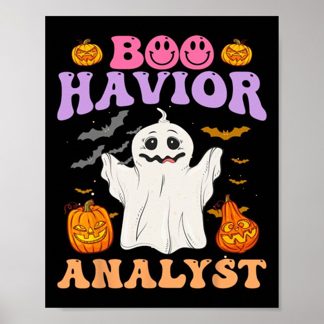 Retro Aba Therapist Bcba Halloween Ghost Boo Havio Poster (Framsidan)