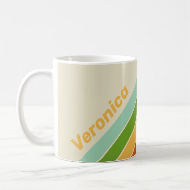 Retro ABC Gatu Ränder med Namn Kaffemugg (Vänster)