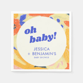 Retro Abstract Botanical Fun Baby Shower Custom Pappersservett