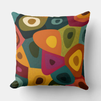 Retro Abstract Color Block Modern Throw Pillow Kudde